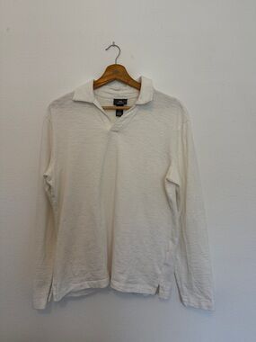 H&M Men’s Long-Sleeve Polo Shirt in Off-White